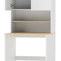 HOMCOM Wasmachinekast met verstelbare legplank en 2 deuren, wit/eiken(m-11)