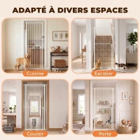 PawHut Barrière de Sécurité Chat Barrière Chien Extra-Haute 112-200cm Réglable Anti-Saut Double Sens Acier 70x200 cm Blanc(m-9)