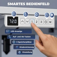 HOMCOM Elektrischer Stehschreibtisch höhenverstellbar mit LCD-Display, Kabeldurchführungen & Haken, Weiß(m-5)