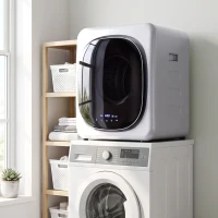 HOMCOM Uscător de Rufe cu Capacitate de 2.5kg, cu Temporizator, Încărcare Frontală, Argintiu(m-9)