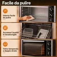 HOMCOM Forno Elettrico Ventilato 32L 1500W, Temperatura Regolabile 90-230°, 6 Modalità di Cottura, Porta in Vetro(m-9)