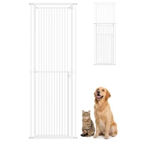 PawHut Barrière de Sécurité Chat Barrière Chien Extra-Haute 112-200cm Réglable Anti-Saut Double Sens Acier 70x200 cm Blanc(m-16)