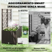 Outsunny Set 2 Orti Rialzati da Esterno con Grigliato, Sistema Irrigazione, Timer, Serbatoio d'Acqua 80x40x136cm Marrone(m-4)