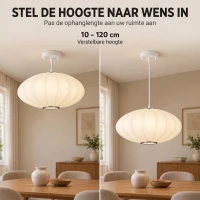 HOMCOM In hoogte verstelbare hanglamp met E14-fitting in wit en goud(m-5)