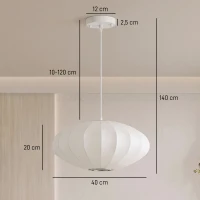 HOMCOM In hoogte verstelbare hanglamp met E14-fitting in wit en goud(m-3)