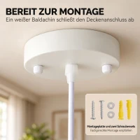 HOMCOM Pendelleuchte höhenverstellbare Hängelampe mit E27 Fassung in Weiß(m-7)