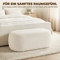 HOMCOM Bettbank voll gepolstert Kiesel-Design Chenille Polsterbank mit Kunststofffüßen 98 cm Cremeweiß(m-4)