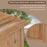 Outsunny Armoire de Jardin en Bois de Sapin, 2 Portes Magnétiques avec Poignées, Style Campagne, 77x55x72cm, Marron(m-6)