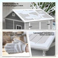 Outsunny Casetta da Giardino in Resina con Pavimento, 2 Porte con Blocco, Finestra, 1.8x1.8m, Grigio(m-9)