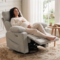 HOMCOM Elektrische Relaxfauteuil met Massage en Verwarming, 270° Draaibaar en Schommelend, 3D-armleuningen, Verstelbare Hoofdsteun, USB-C/USB, Lichtgrijs(m-12)