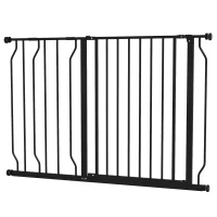 PawHut Poartă de Siguranță Extensibilă pentru Câini 75-115 cm, Înălțime 76 cm, Fără Găurire, Negru(m-18)