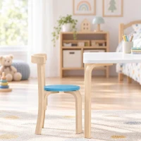 AIYAPLAY Stolik dziecięcy z 4 krzesłami, 5-częściowy, sztaplowalny, zestaw siedzeń z zaokrąglonymi narożnikami, dla dzieci 3-8 lat, wielokolorowy(m-8)