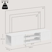 HOMCOM Suport TV pentru Ecrane de Până la 65" cu Raft Reglabil, 140 x 29,5 x 26,5 cm, Alb(m-3)