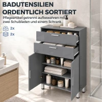 kleankin Badkamerkast, badkamercommode met 2 lades, verstelbare plank, hout, grijs(m-4)