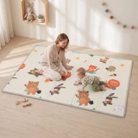 AIYAPLAY Spielmatte für Kinder 200x150x1,5 cm Wald-Motiv, faltbar & wendbar in XPE, 0-3 Jahre, Mehrfarbig(m-3)