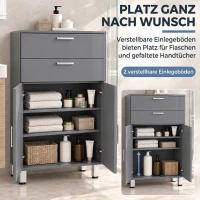kleankin Badkamerkast, badkamercommode met 2 lades, verstelbare plank, hout, grijs(m-5)