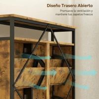 HOMCOM Zapatero Estrecho con 4 Cajones Abatibles Estante Abierto Estantes Ajustables y Encimera 12-20 Pares Marrón Rústico(m-9)