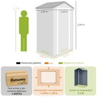 Outsunny Abri de jardin cabanon en résine polypropylène - 1 porte verrouillable 1 fenêtre et 1 grille d'aération(m-3)
