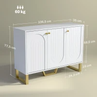 HOMCOM Aparador de 3 Portas Aparador Moderno para Sala de Estar com Prateleiras Ajustáveis Móvel para TV até 50 Polegadas 106,5x35x77,5 cm Branco(m-3)