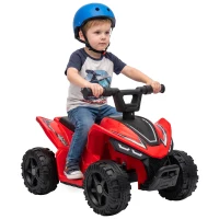 AIYAPLAY Elektrisches Kinder-Quad 6V, Vorwärtsgang, 2 km/h, für 18-48 Monate, Tragkraft 25 kg, Innen und Außen, Rot(m-5)