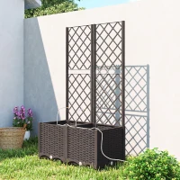 Outsunny Set 2 Orti Rialzati da Esterno con Grigliato, Sistema Irrigazione, Timer, Serbatoio d'Acqua 80x40x136cm Marrone(m-14)