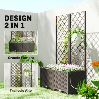 Outsunny Set 2 Orti Rialzati da Esterno con Grigliato, Sistema Irrigazione, Timer, Serbatoio d'Acqua 80x40x136cm Marrone(m-7)