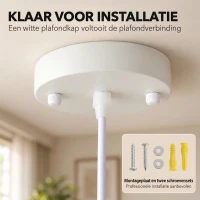 HOMCOM In hoogte verstelbare hanglamp met E14-fitting in wit en goud(m-7)