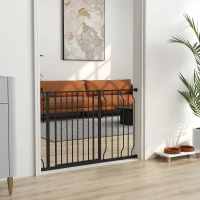 PawHut Barrière de sécurité barrière pour animal domestique longueur réglable dim. 115L x 76H cm noir(m-2)