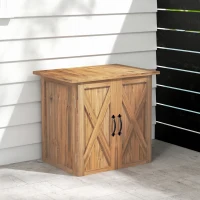 Outsunny Armoire de Jardin en Bois de Sapin, 2 Portes Magnétiques avec Poignées, Style Campagne, 77x55x72cm, Marron(m-2)