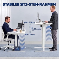 HOMCOM Schreibtischgestell ergonomisch höhenverstellbar Tischgestell elektrisch Stahl Weiß(m-4)