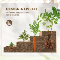 Outsunny Letto per Orto Rialzato a 4 Livelli in Legno di Abete con Fondo Aperto, 113x113x46 cm, Color Legno(m-4)