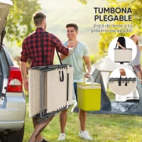 Outsunny Tumbona Plegable con Respaldo Ajustable Reposacabezas Bolsillo Lateral Bandeja y Estructura de Acero 190x60x31 cm Crema(m-7)