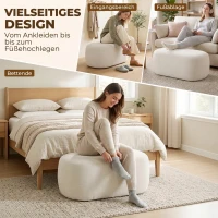 HOMCOM Bettbank voll gepolstert Kiesel-Design Chenille Polsterbank mit Kunststofffüßen 98 cm Cremeweiß(m-7)