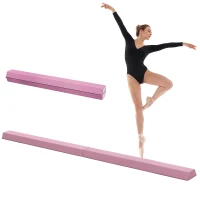 SPORTNOW Bârna de gimnastică pliabilă, bază antiderapantă, 236 x 10/15 x 6,5 cm, roz(m-8)