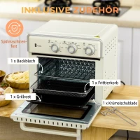 HOMCOM 5-in1 Mini Ofen, 20 L Fassungsvermögen, 1400W, 1 Backrost, 1 Backblech, 60 Min. Timer(m-6)
