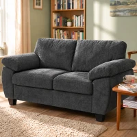 HOMCOM 2 Seater Sofa, 156cm Chenille Loveseat Sofa, Dark Grey(m-2)