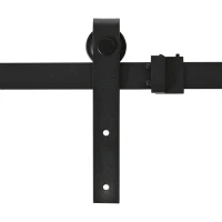 HOMCOM 183 cm Schiebetür Komplettset Schiebetürbeschlag mit Bodenführung, Schiebetür Laufschiene, Laufrollen Schiebetürsystem für Einzelholzschiebetür(m-6)