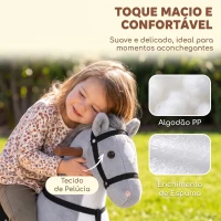 AIYAPLAY Cavalo de Brincar com Rodas, Sons de Cascos, Música, Pedais e Pegas, Estrutura em Metal, +3 Anos, 50 kg, Cinzento(m-7)