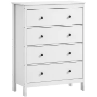 HOMCOM Comodă cu 4 sertare, comodă modernă pentru dormitor, cu sertare ușor glisante, 74 x 35 x 97 cm, alb(m-1)