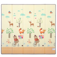 AIYAPLAY Alfombra de gateo plegable reversible Esterilla de juego para bebé con motivos de animales del bosque y naturaleza 200 x 180 cm para niños 0-3 años