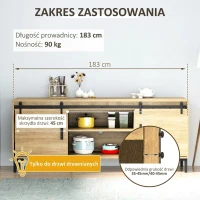 System do drzwi przesuwnych HOMCOM prowadnica do drzwi przesuwnych okucia do podwójnych drzwi drewnianych akcesoria stal węglowa kolor czarny 183 x 0,6 x 18 cm(m-4)