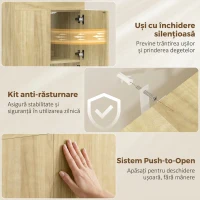 HOMCOM Dulap Masă de Călcat Rabatabilă cu Suport pentru Fier și Haine, cu Compartiment Deschis, 154x55x87 cm, Lemn Natural(m-9)