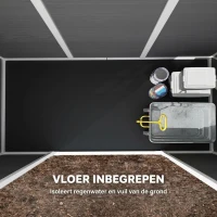 Outsunny Tuinhuisje 3,2m², Opslagschuur met Lessenaarsdak, 303x123x197cm met Ramen Afsluitbaar Deur Ventilatieopening Bodem(m-4)