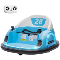 AIYAPLAY 360° Rotation Kids Bumper Car, 12V Waltz Car with Remote Control, Dual Joystick, Music, Lights, Light Blue(m-11)