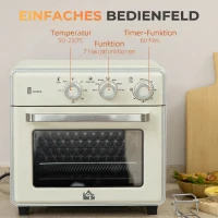 HOMCOM 5-in1 Mini Ofen, 20 L Fassungsvermögen, 1400W, 1 Backrost, 1 Backblech, 60 Min. Timer(m-7)