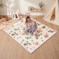 AIYAPLAY Esterilla de gateo plegable reversible para bebé con motivos de tráfico y dinosaurios 200 x 180 cm para niños 0-3 años(m-4)