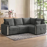 HOMCOM 228cm L Shaped Sofa with Lift-Up Storage, 3-Seater Sectional Sofa with Wide Deep Seat, Dark Grey(m-2)