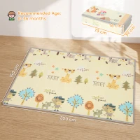 AIYAPLAY Alfombrilla de gateo plegable reversible para bebé con motivo de zorro 200 x 150 cm antideslizante e impermeable para niños 0-3 años(m-3)