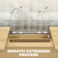 HOMCOM Extendable Oval Dining Table for 4-6, Modern Expandable Kitchen Table, Round Edges, Oak(m-5)
