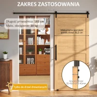 System do drzwi przesuwnych HOMCOM prowadnica do drzwi przesuwnych okucia do drewnianych drzwi przesuwnych akcesoria stal węglowa kolor czarny 183 x 0,6 x 18 cm(m-4)
